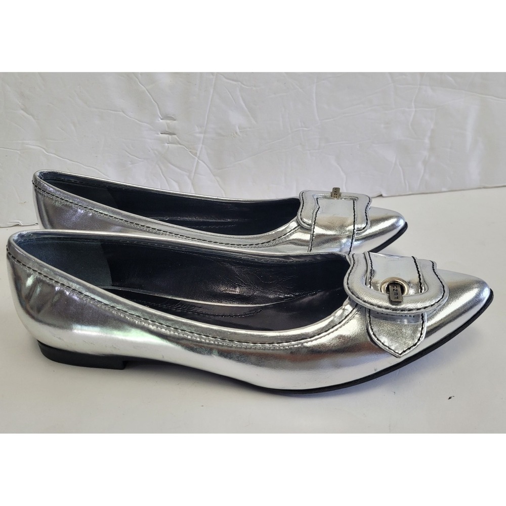 Fendi Silver Flats with Buckle Detail - Picture 3 of 16